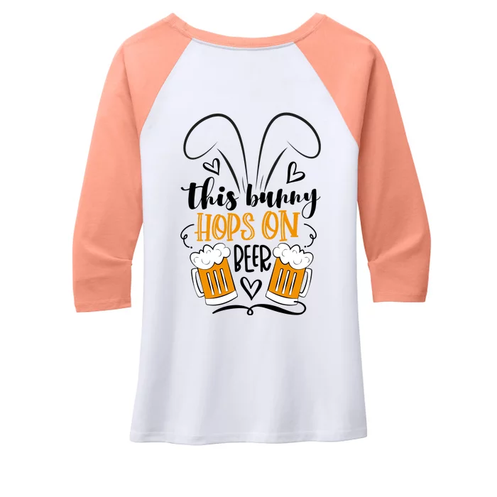 Funny Easter This Bunny Hops On Beer Women's Tri-Blend 3/4-Sleeve Raglan Shirt