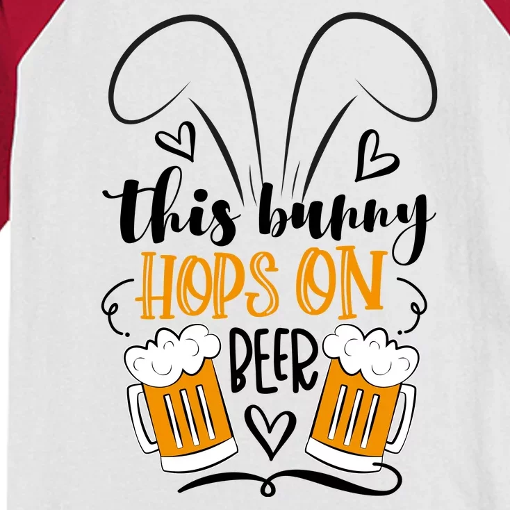 Funny Easter This Bunny Hops On Beer Kids Colorblock Raglan Jersey