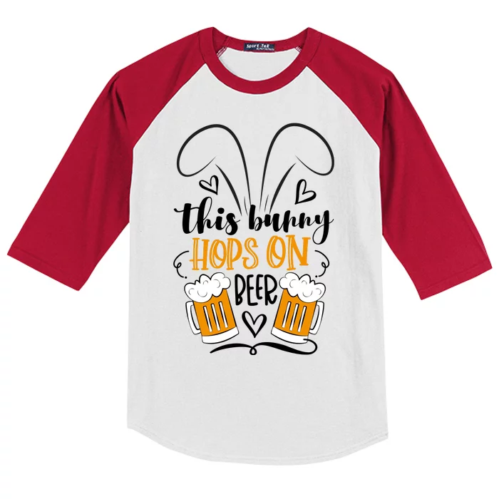 Funny Easter This Bunny Hops On Beer Kids Colorblock Raglan Jersey