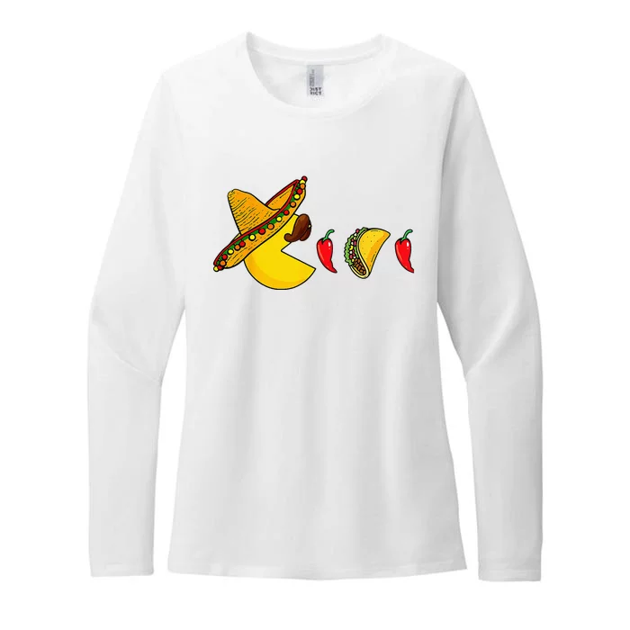 Funny Eating Tacos Cinco De Mayo Mexican Gamer Gaming Gifts Womens CVC Long Sleeve Shirt