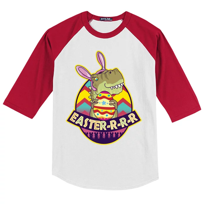 Funny EasterRRR TRex Dinosaur Kids Colorblock Raglan Jersey