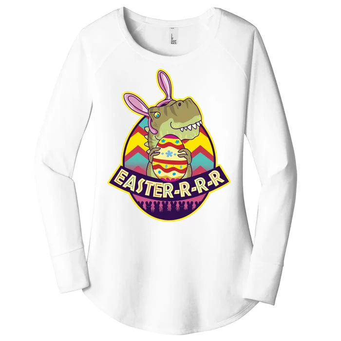 Funny EasterRRR TRex Dinosaur Women's Perfect Tri Tunic Long Sleeve Shirt