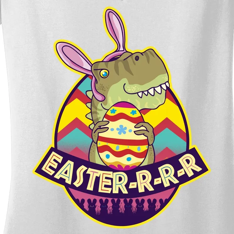 Funny EasterRRR TRex Dinosaur Women's V-Neck T-Shirt