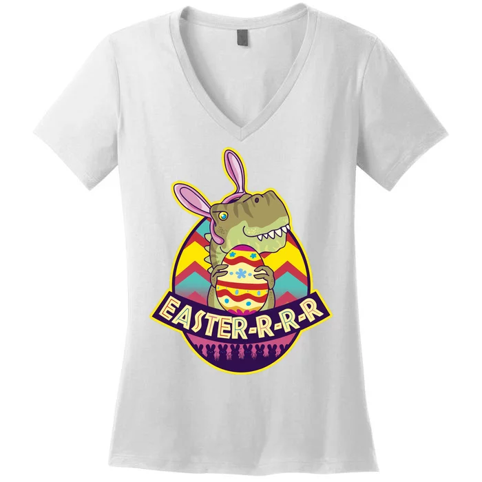 Funny EasterRRR TRex Dinosaur Women's V-Neck T-Shirt