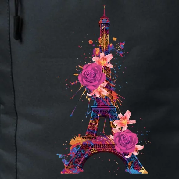 Floral Eiffel Tower Paris Daily Commute Backpack