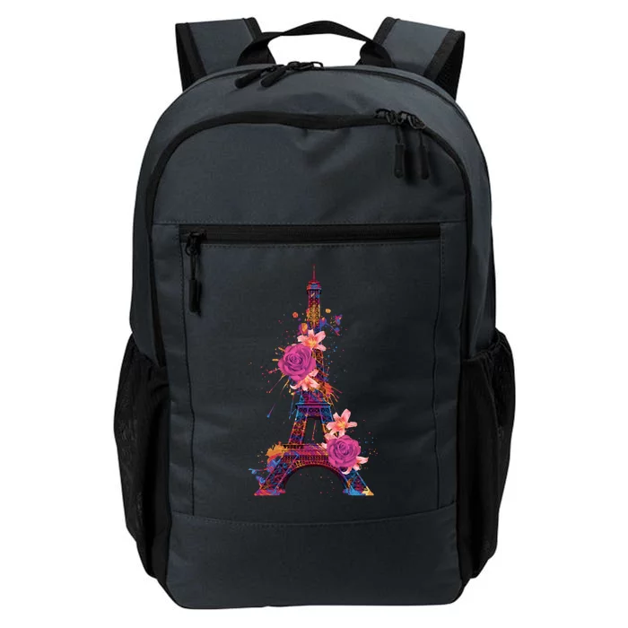 Floral Eiffel Tower Paris Daily Commute Backpack