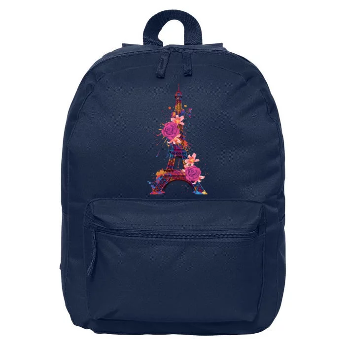 Floral Eiffel Tower Paris 16 in Basic Backpack