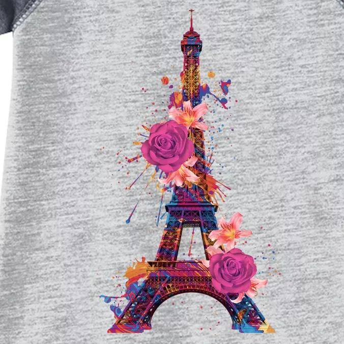 Floral Eiffel Tower Paris Infant Baby Jersey Bodysuit