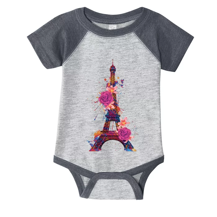 Floral Eiffel Tower Paris Infant Baby Jersey Bodysuit