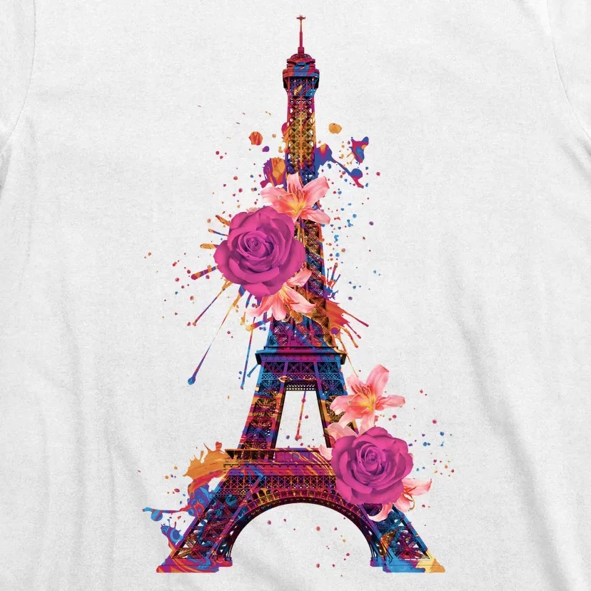 Floral Eiffel Tower Paris T-Shirt