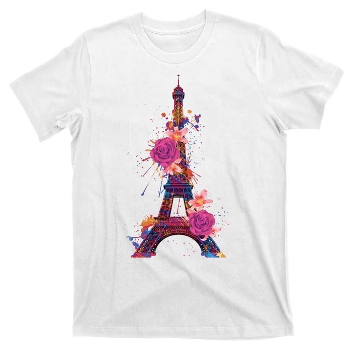 Floral Eiffel Tower Paris T-Shirt