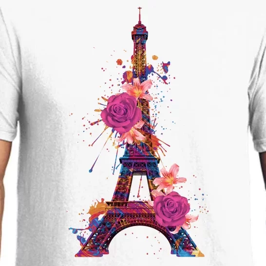 Floral Eiffel Tower Paris Pajama Set