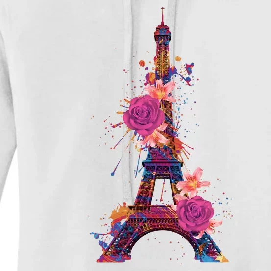 Floral Eiffel Tower Paris Women's Pullover Hoodie