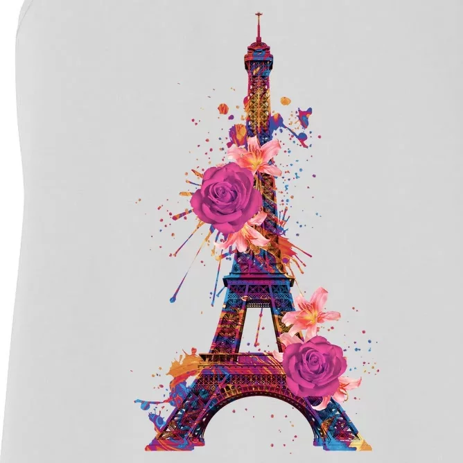 Floral Eiffel Tower Paris Women's Racerback Tank