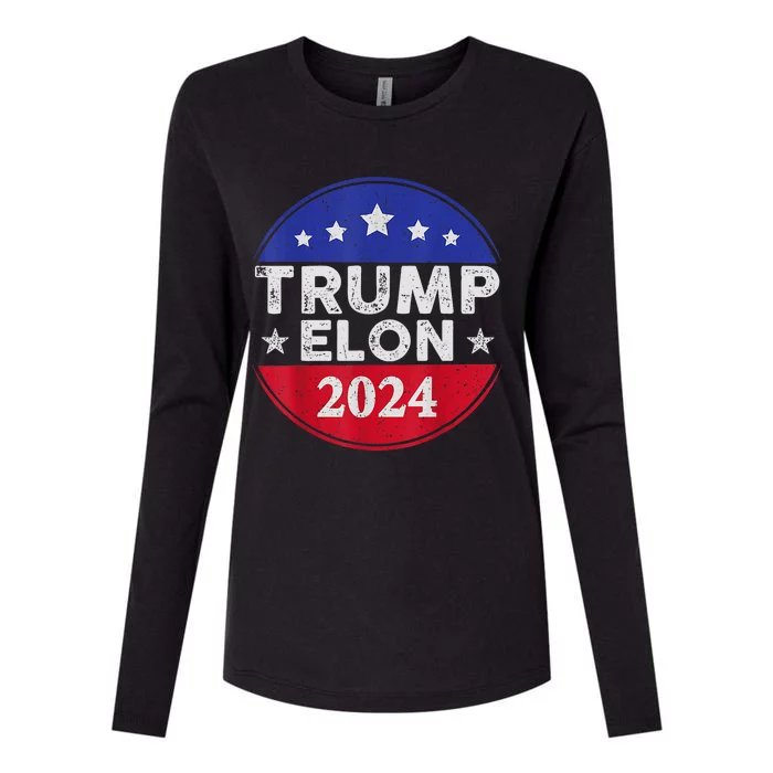 Funny Elon & Trump Vance For President 2024 Womens Cotton Relaxed Long Sleeve T-Shirt