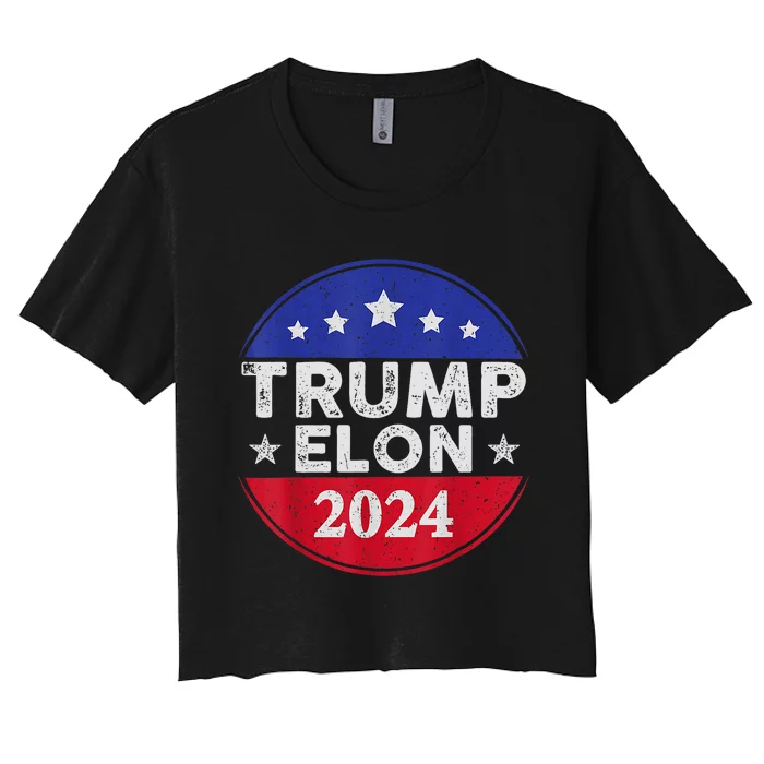 Funny Elon & Trump Vance For President 2024 Women's Crop Top Tee