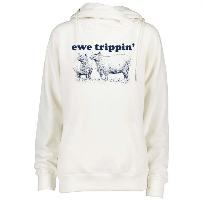 Farmer Ewe Trippin Funny Womens Funnel Neck Pullover Hood