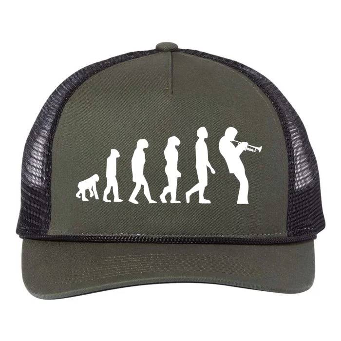 Funny Evolution Trumpet Player Music Band Musician Jazz Gift Retro Rope Trucker Hat Cap