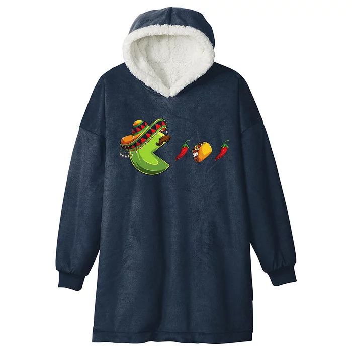 Funny Eating Tacos Cinco De Mayo Mexican Hooded Wearable Blanket