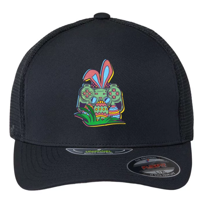 Funny Easter Time Gamer Bunny Ears Controller Easter Eggs Flexfit Unipanel Trucker Cap