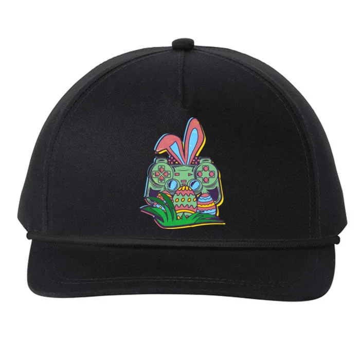 Funny Easter Time Gamer Bunny Ears Controller Easter Eggs Snapback Five-Panel Rope Hat