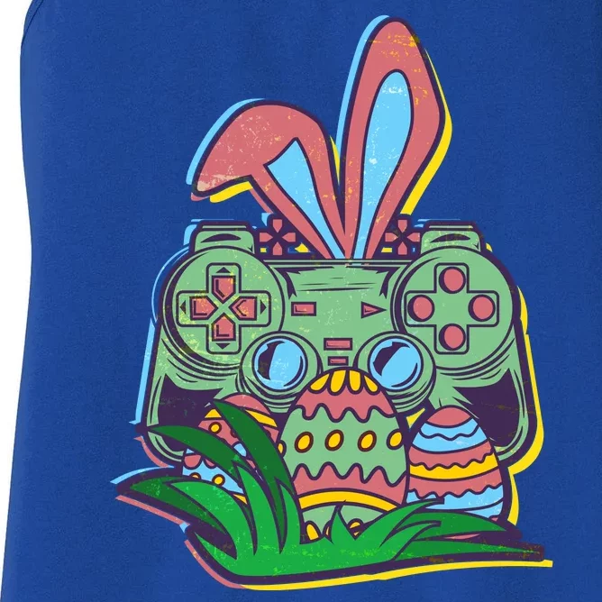 Funny Easter Time Gamer Bunny Ears Controller Easter Eggs Women's Racerback Tank