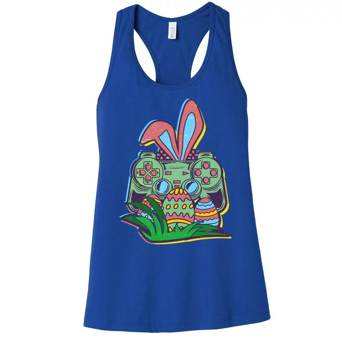 Funny Easter Time Gamer Bunny Ears Controller Easter Eggs Women's Racerback Tank