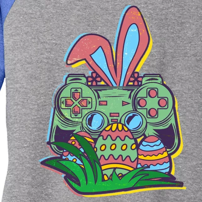 Funny Easter Time Gamer Bunny Ears Controller Easter Eggs Women's Tri-Blend 3/4-Sleeve Raglan Shirt