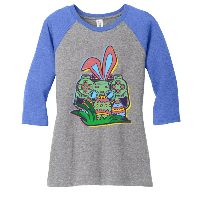 Funny Easter Time Gamer Bunny Ears Controller Easter Eggs Women's Tri-Blend 3/4-Sleeve Raglan Shirt