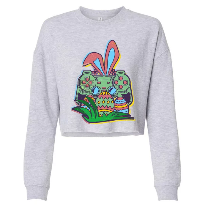 Funny Easter Time Gamer Bunny Ears Controller Easter Eggs Cropped Pullover Crew