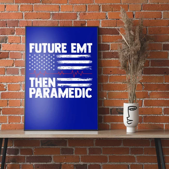 Future Emt Then Paramedic Ecg Line Patriotic First Responder Cute Gift Poster