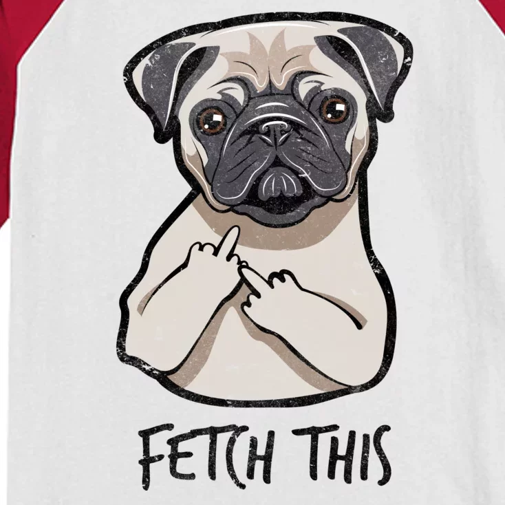 Fetch This Middle Finger Pug Kids Colorblock Raglan Jersey