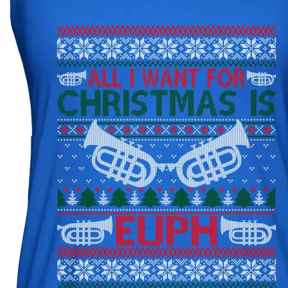 Funny Euph Ugly Christmas Sweater Gift Euphonium Ladies Essential Flowy Tank