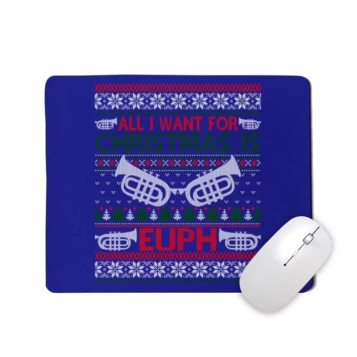 Funny Euph Ugly Christmas Sweater Gift Euphonium Mousepad