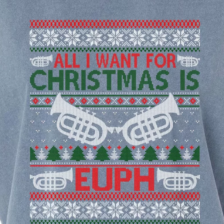 Funny Euph Ugly Christmas Sweater Gift Euphonium Garment-Dyed Women's Muscle Tee