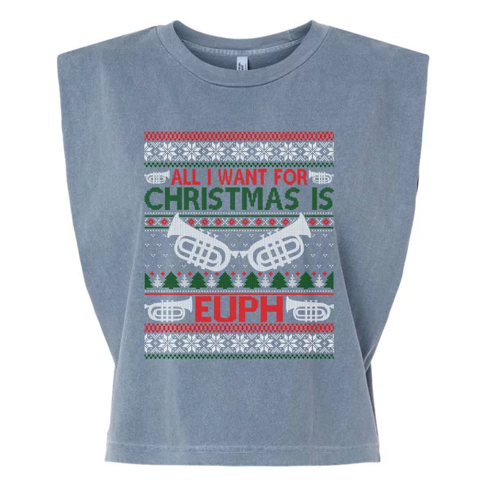 Funny Euph Ugly Christmas Sweater Gift Euphonium Garment-Dyed Women's Muscle Tee