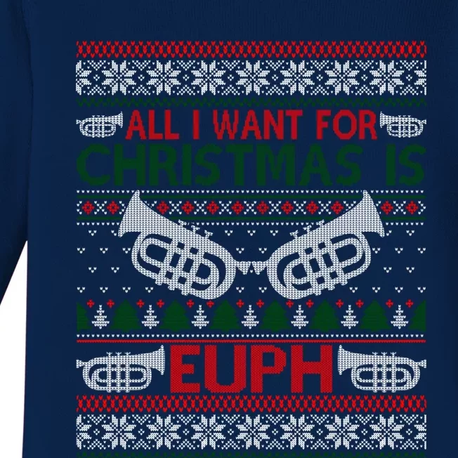 Funny Euph Ugly Christmas Sweater Gift Euphonium Baby Long Sleeve Bodysuit