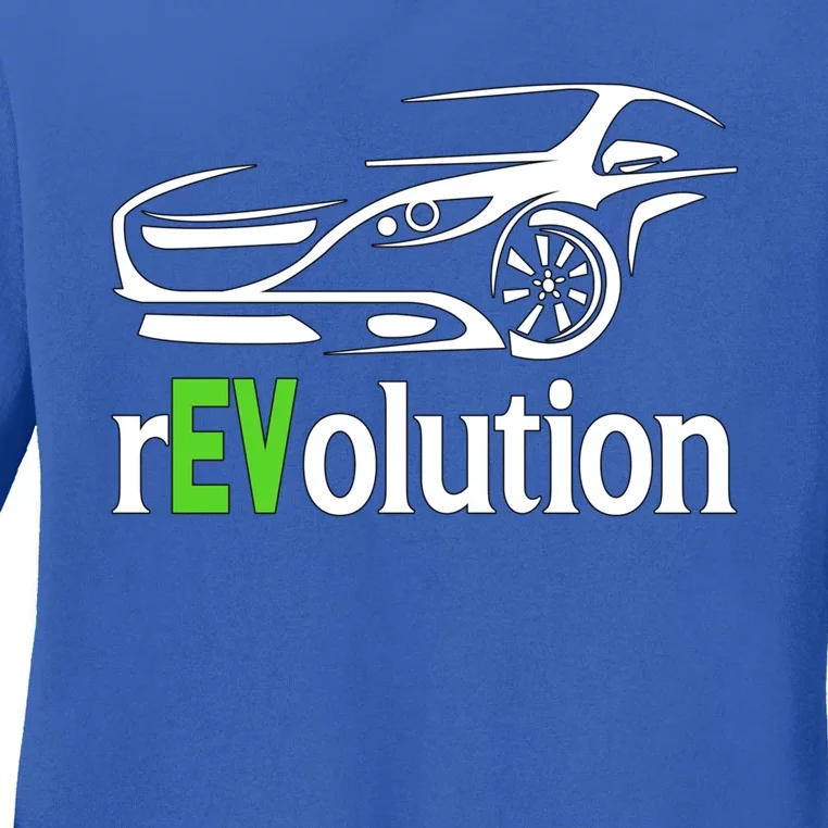 Funny Electric Vehicle Car Revolution Ev Driving Earth Day Gift Ladies Long Sleeve Shirt