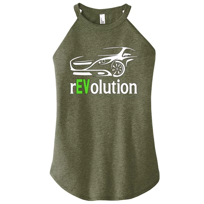 Funny Electric Vehicle Car Revolution Ev Driving Earth Day Gift Women’s Perfect Tri Rocker Tank