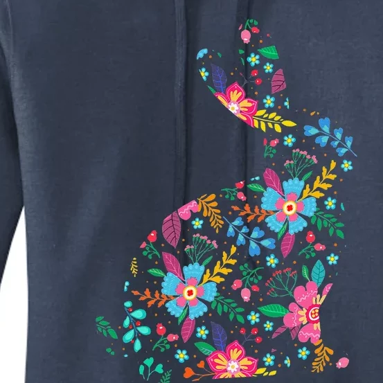 Floral Easter Women Easter Bunny Spring Flowers Rabbit Women's Pullover Hoodie