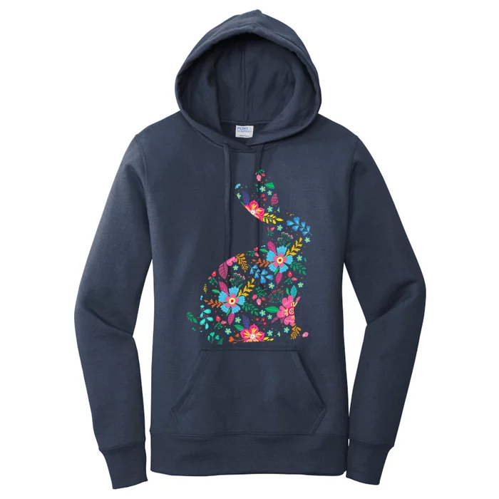 Floral Easter Women Easter Bunny Spring Flowers Rabbit Women's Pullover Hoodie