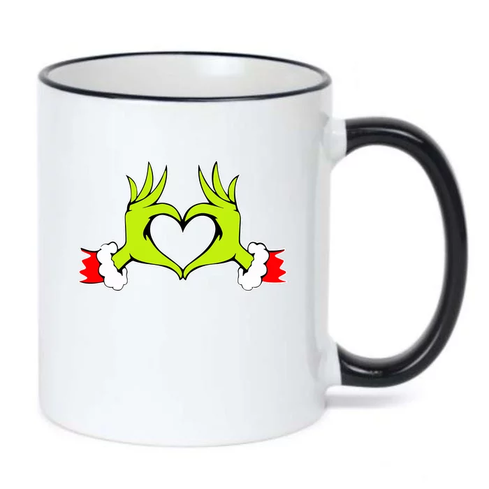 Funny Elf With Cute Heart Hands Style Christmas Costumes Black Color Changing Mug