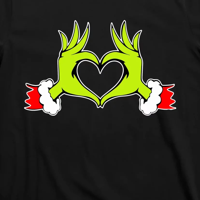 Funny Elf With Cute Heart Hands Style Christmas Costumes T-Shirt