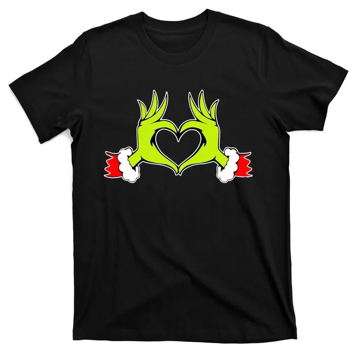 Funny Elf With Cute Heart Hands Style Christmas Costumes T-Shirt