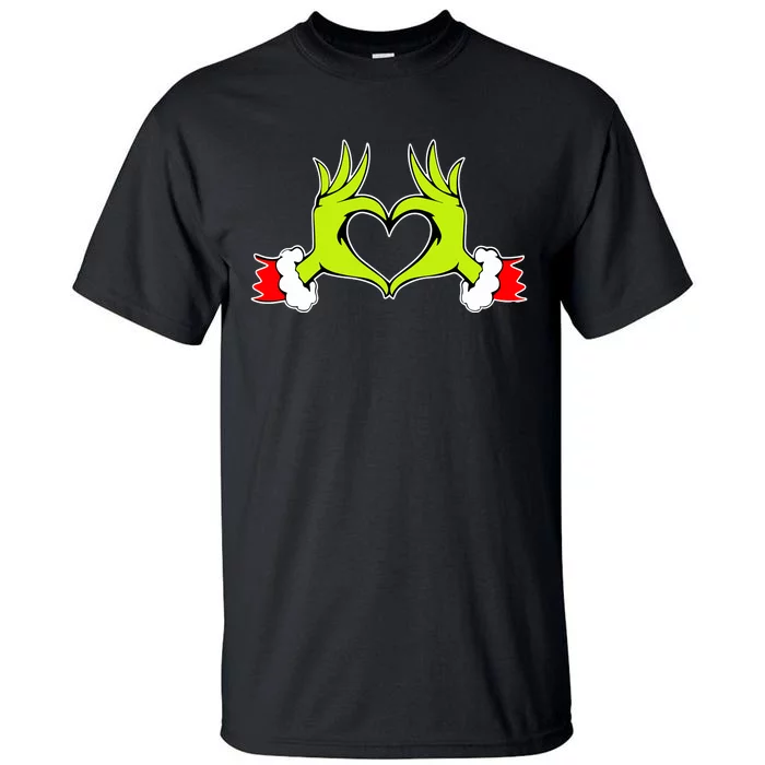 Funny Elf With Cute Heart Hands Style Christmas Costumes Tall T-Shirt