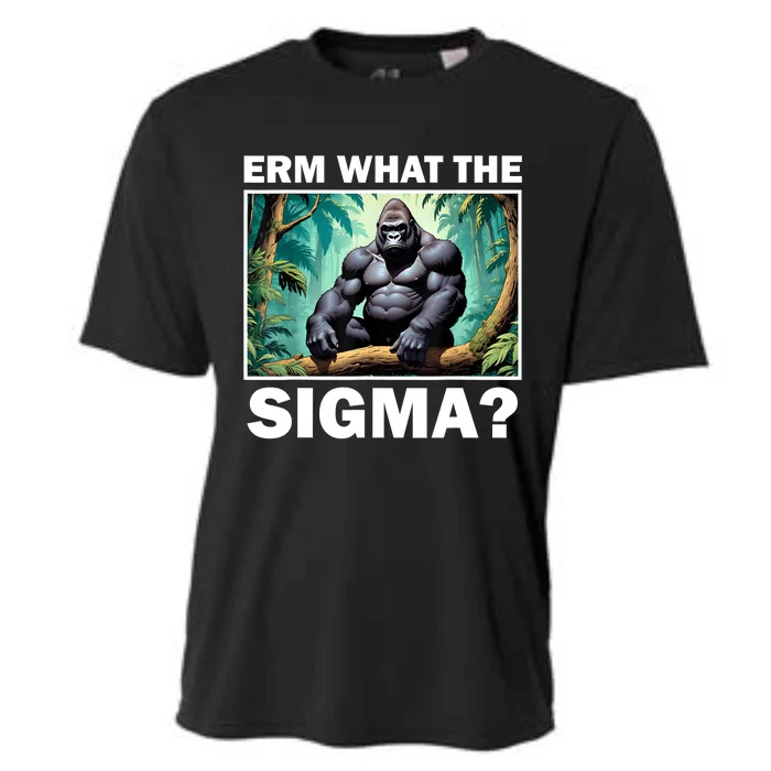 Funny Erm What The Sigma Ironic Meme Brainrot Quote Cooling Performance Crew T-Shirt