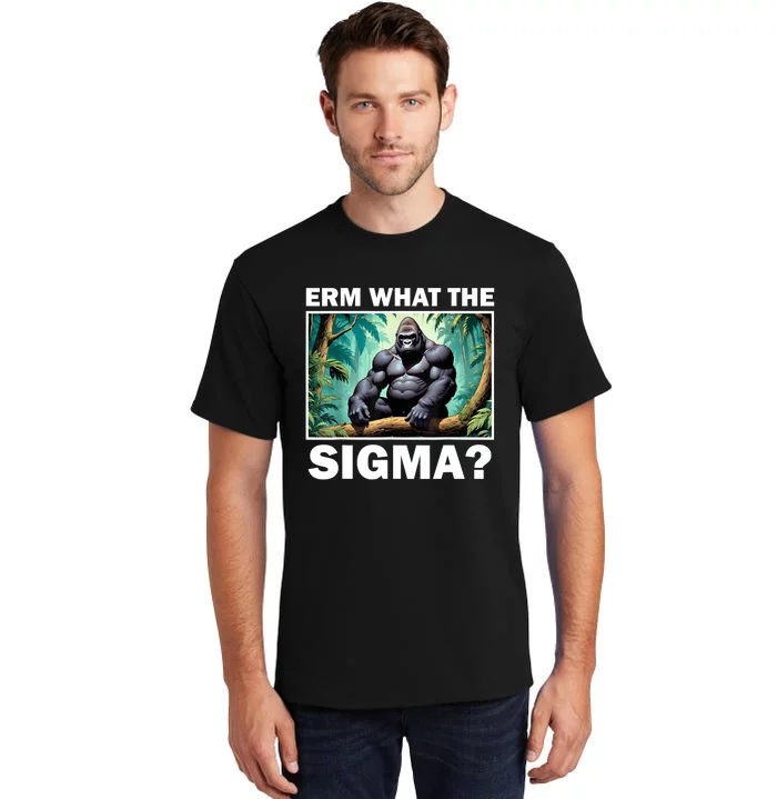 Funny Erm What The Sigma Ironic Meme Brainrot Quote Tall T-Shirt