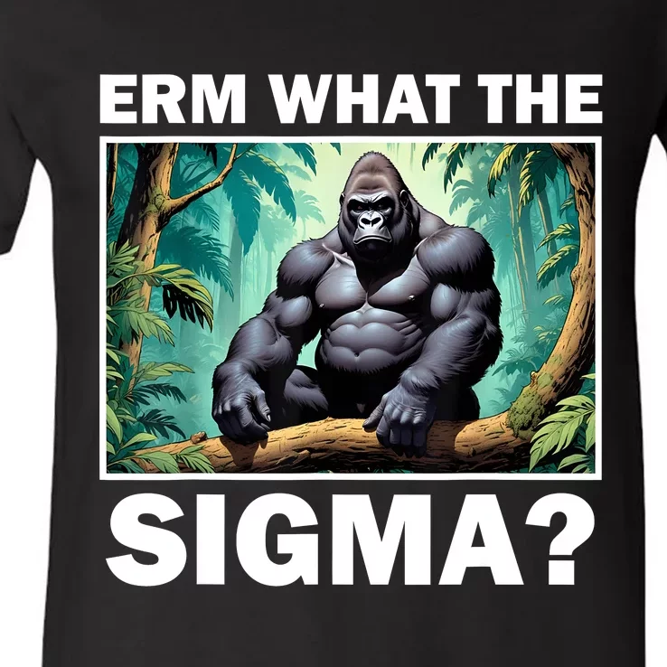 Funny Erm What The Sigma Ironic Meme Brainrot Quote V-Neck T-Shirt