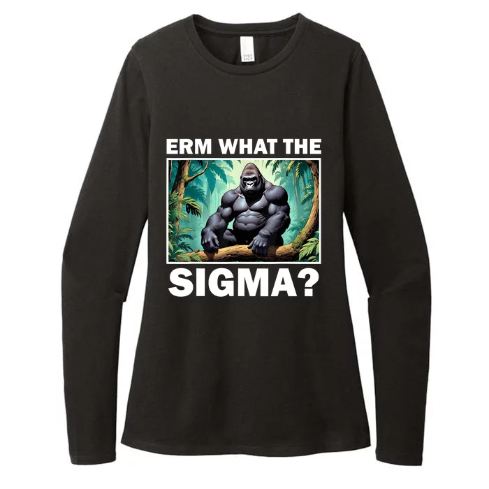 Funny Erm What The Sigma Ironic Meme Brainrot Quote Womens CVC Long Sleeve Shirt