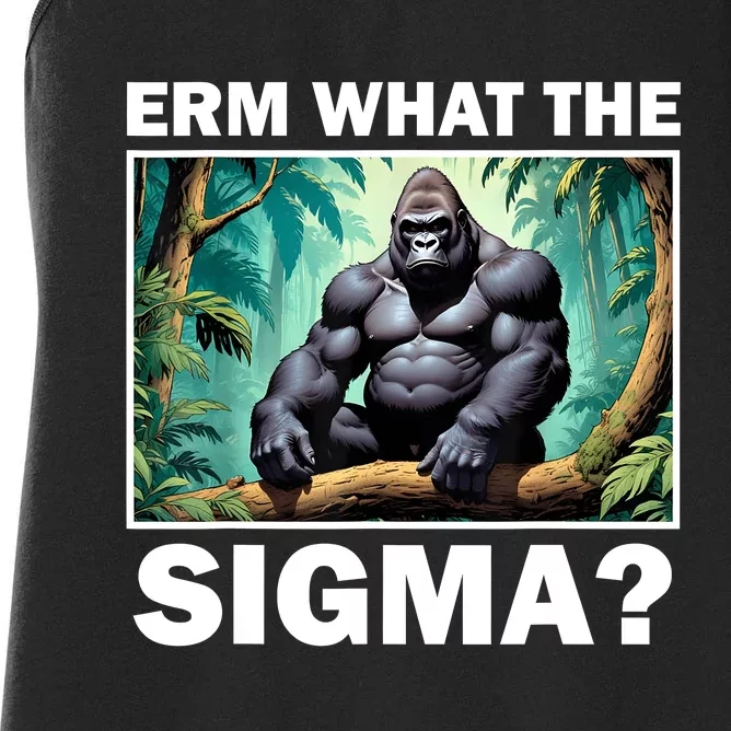 Funny Erm What The Sigma Ironic Meme Brainrot Quote Women's Racerback Tank